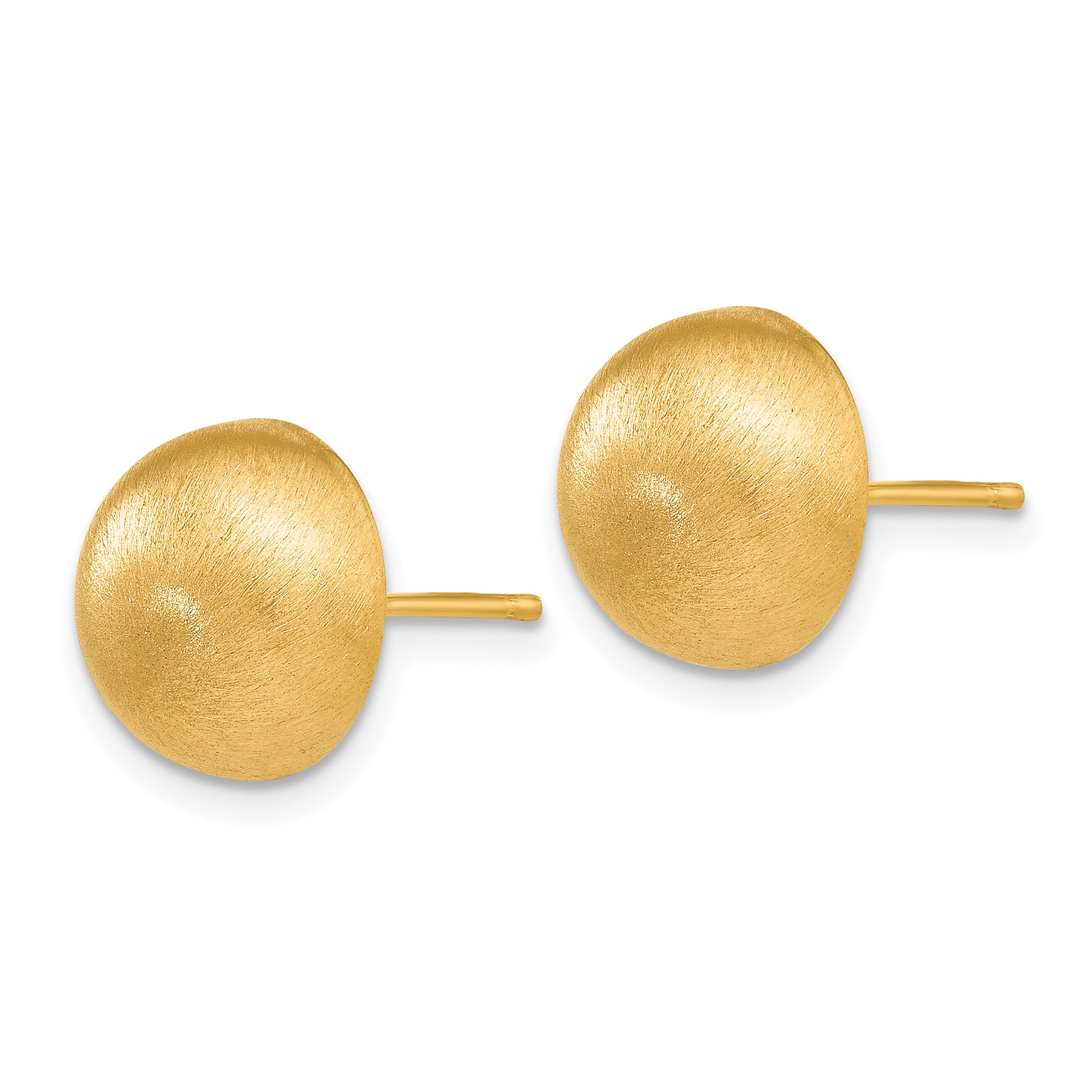 14k Hollow Satin 10.50mm Half Ball Post Earrings