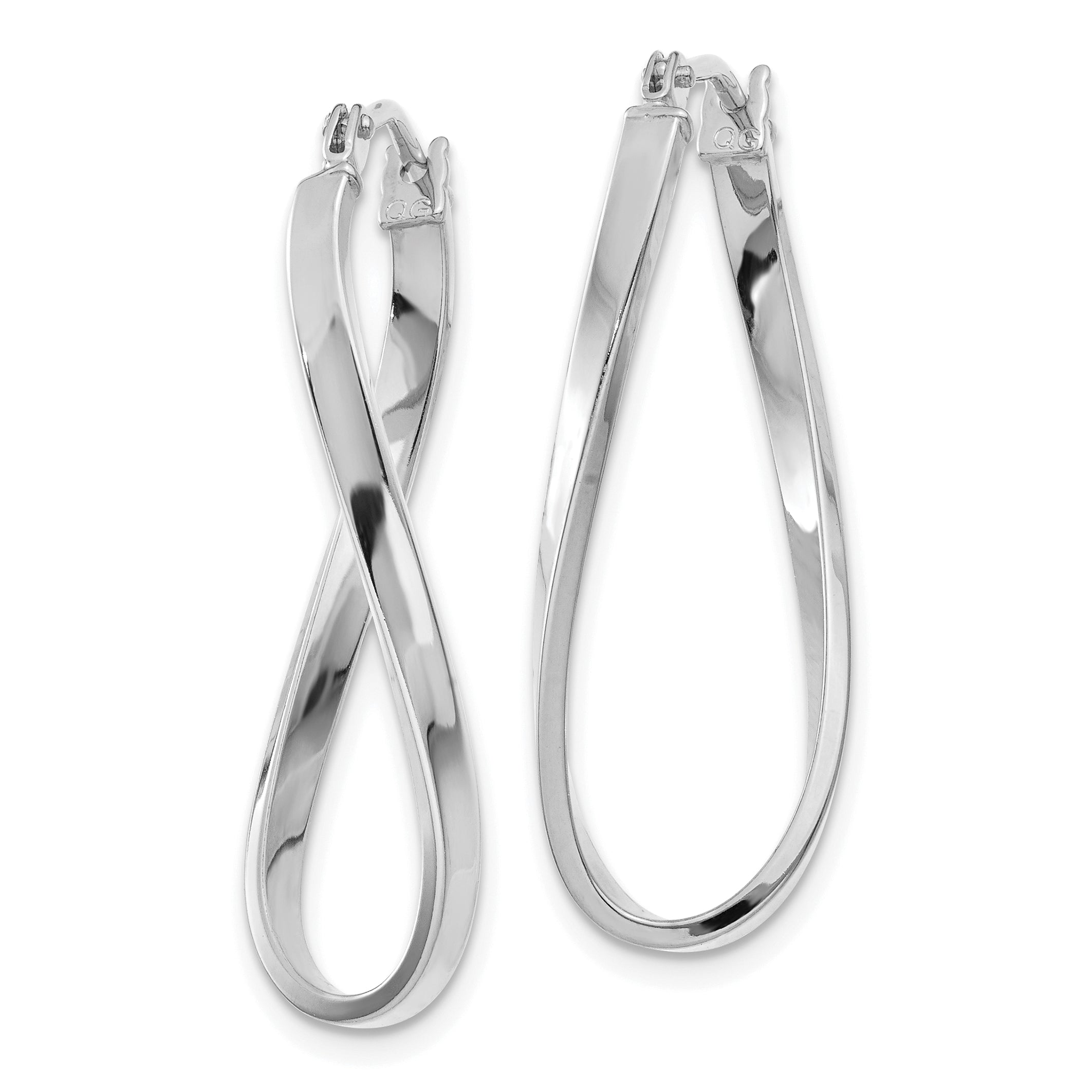 14k White Gold Small Twisted Earrings Secondary image