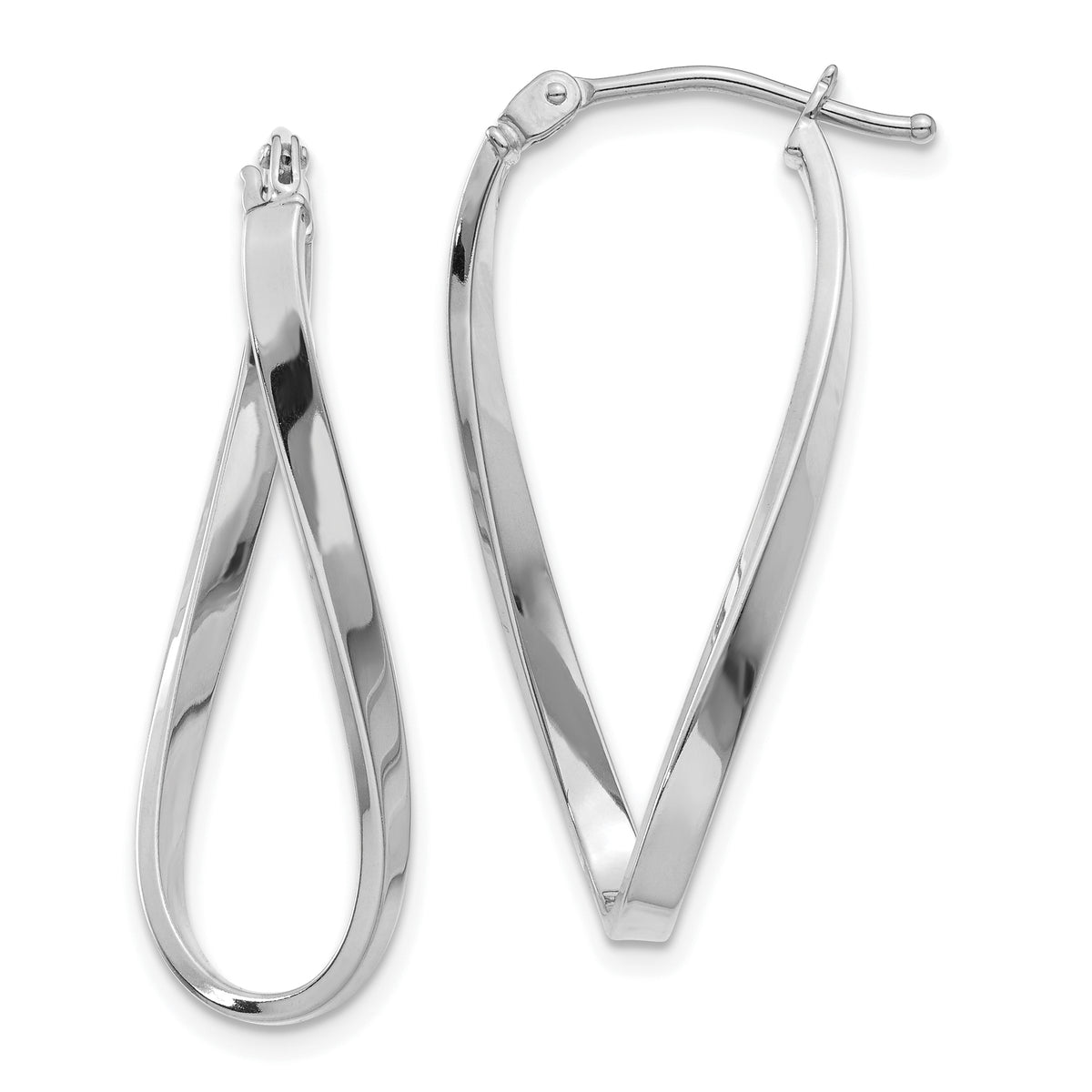 14k White Gold Small Twisted Earrings