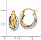 14k Two-tone Polished Double Hoop Earrings