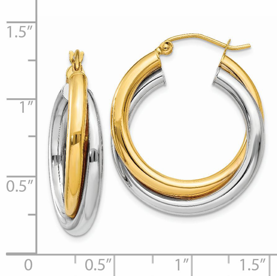 14k Two-tone Double Hoop Earrings