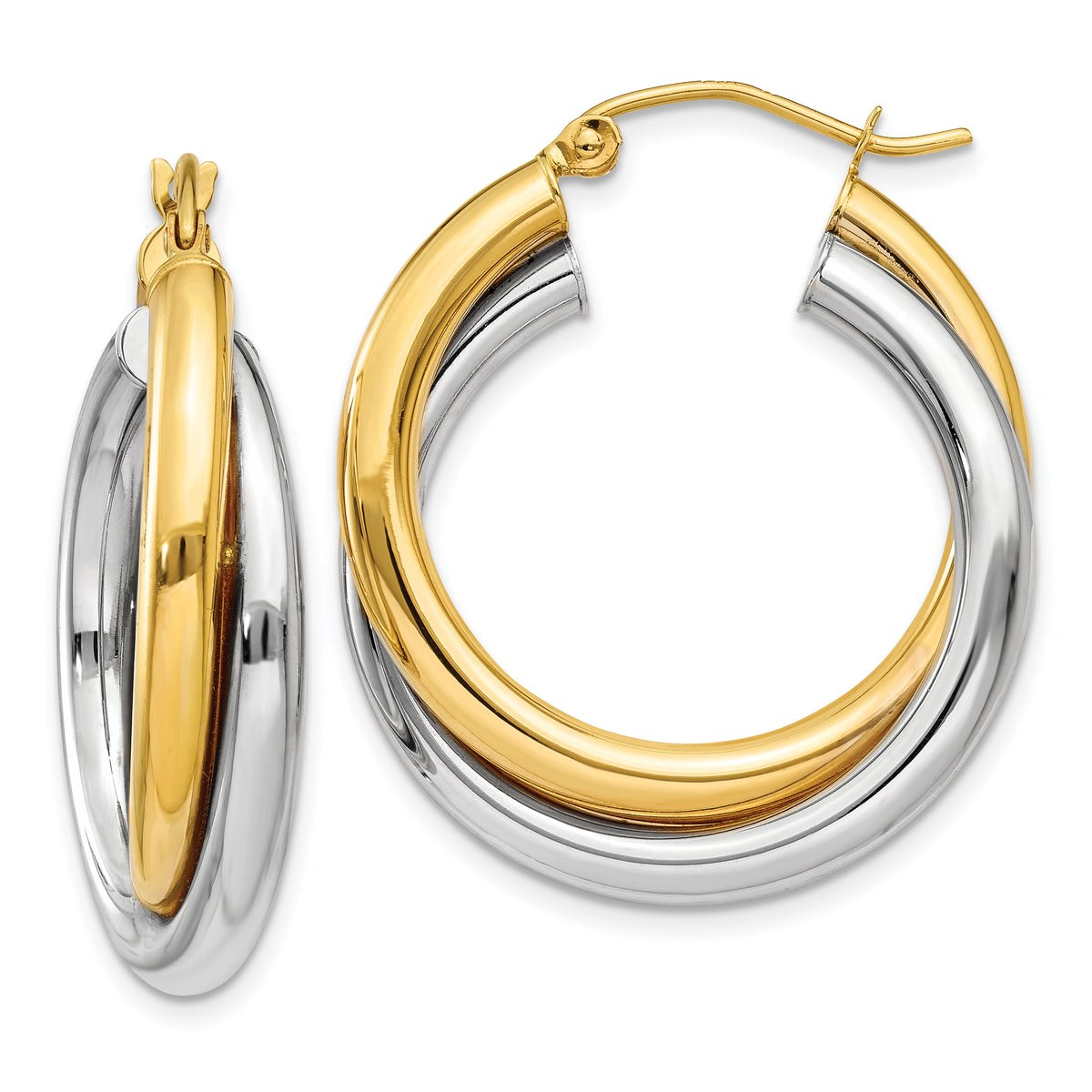 14k Two-tone Double Hoop Earrings