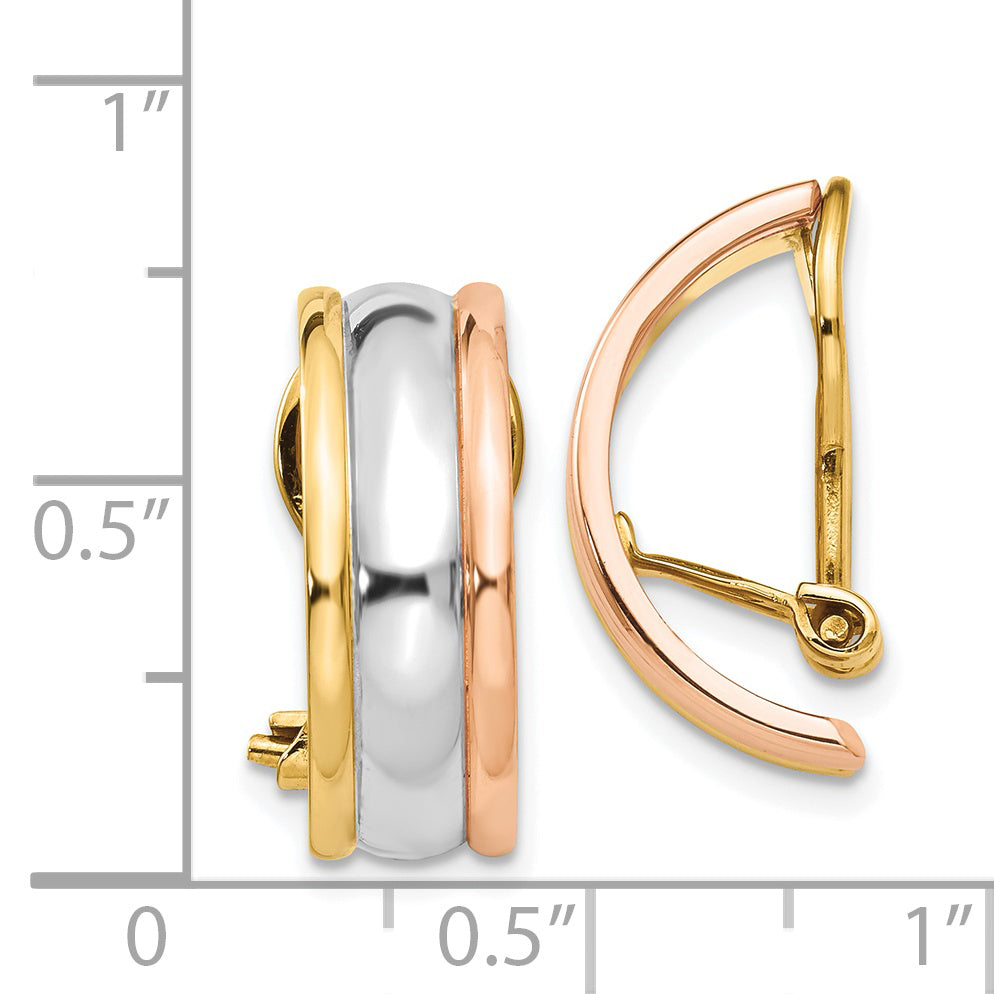 14k TRI COLOR NON-PIERCED EARRINGS