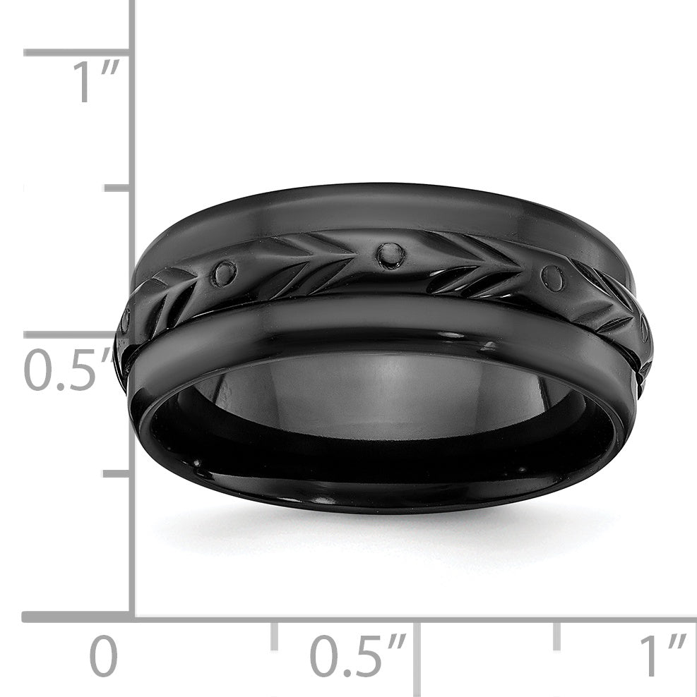 Black Zirconium Polished 8mm Band