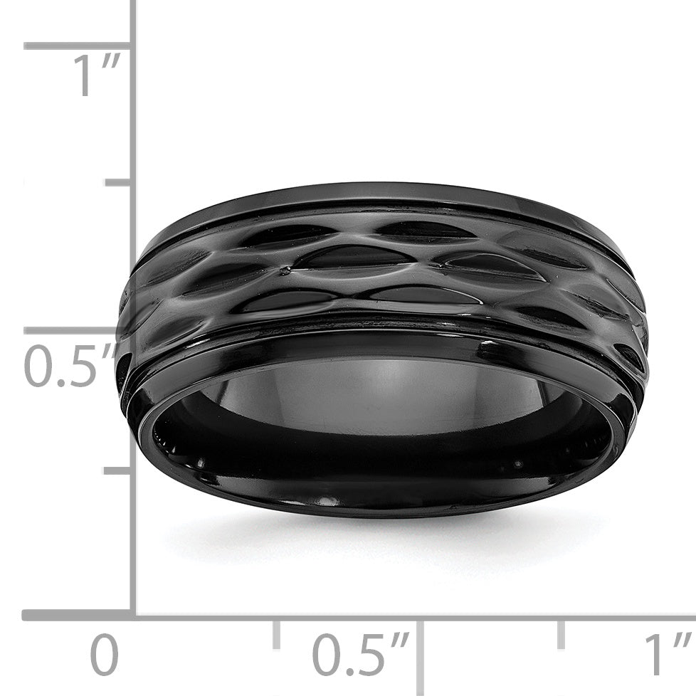Black Zirconium Polished and Diamond-cut 8mm Band