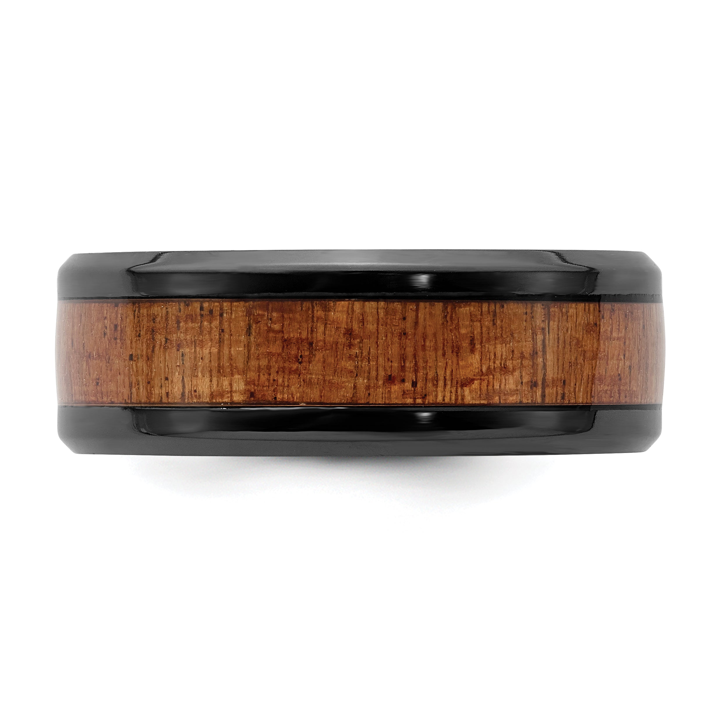 Black Zirconium Polished with Sapele Wood Inlay 8mm Band
