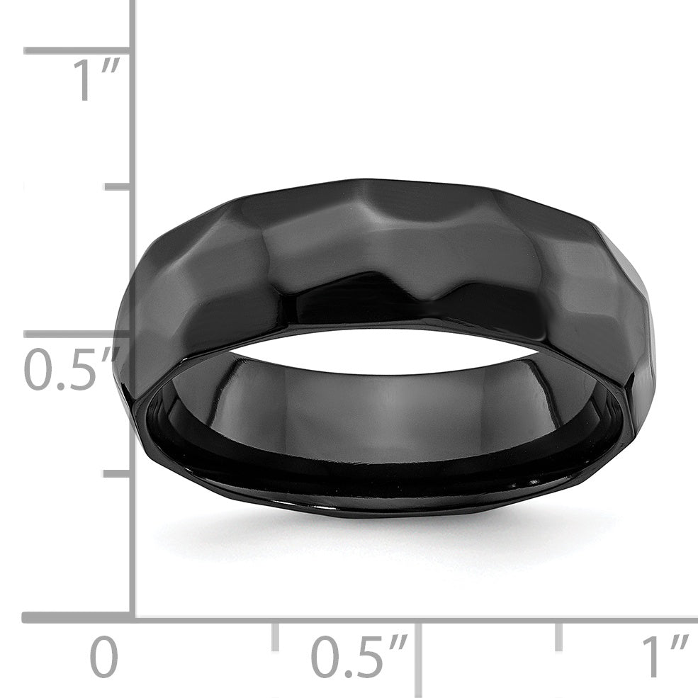 Black Zirconium Polished and Hammered 7mm Band