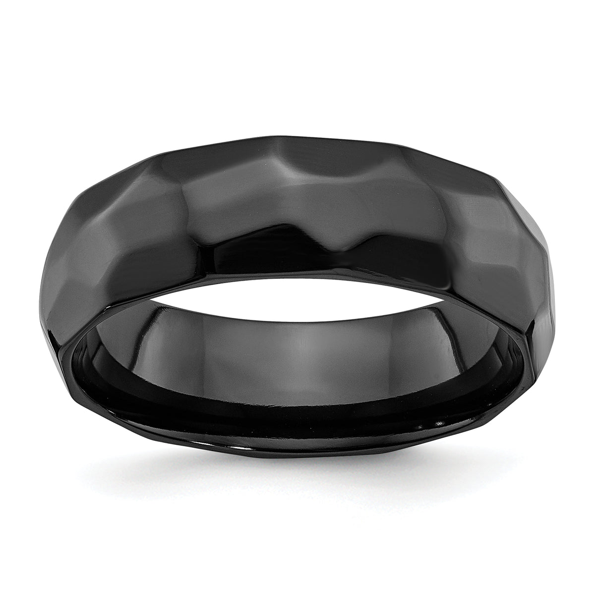 Black Zirconium Polished and Hammered 7mm Band