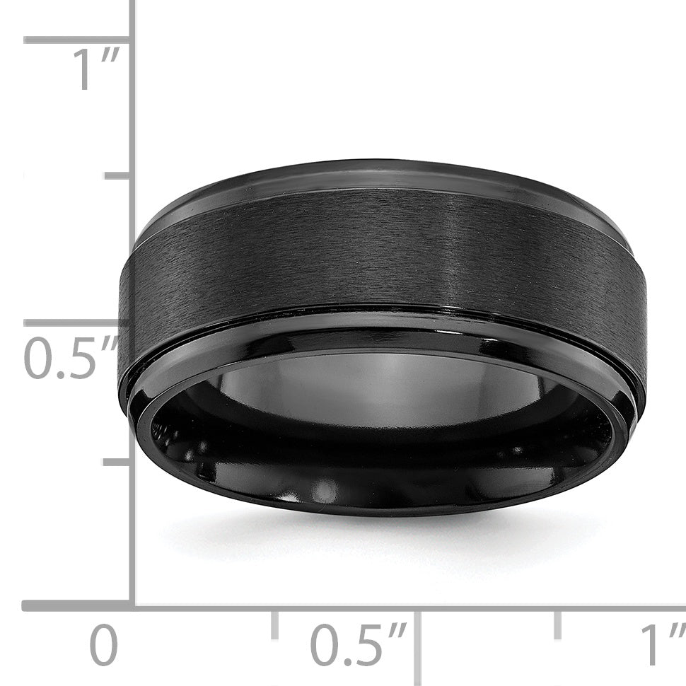 Black Zirconium Polished with Brushed Center 9mm Beveled Edge Band