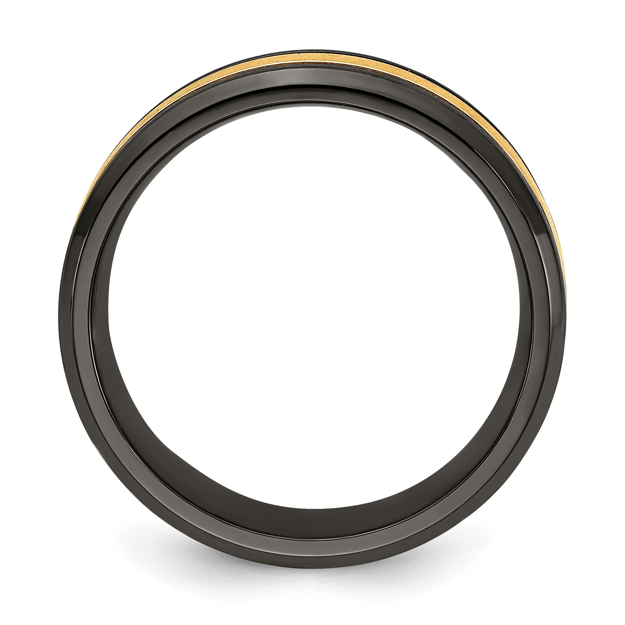 Black Zirconium Brushed and Polished with Yellow IP-plated Center 8mm Band