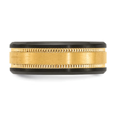 Black Zirconium Brushed and Polished with Yellow IP-plated Center 8mm Band