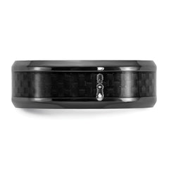 Black Zirconium Polished with Black Carbon Fiber Inlay 8mm Band