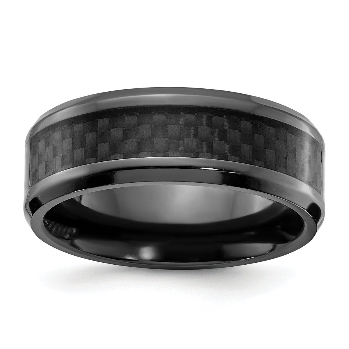 Black Zirconium Polished with Black Carbon Fiber Inlay 8mm Band