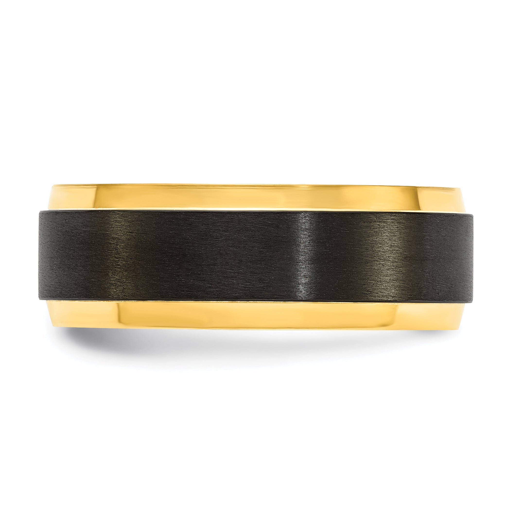 Black Zirconium Polished Yellow IP-plated with Brushed Center 8mm Band