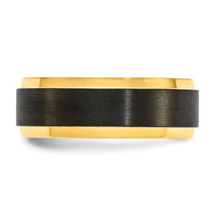 Black Zirconium Polished Yellow IP-plated with Brushed Center 8mm Band