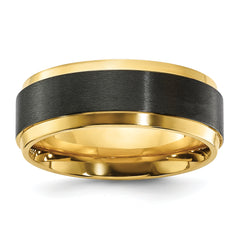 Black Zirconium Polished Yellow IP-plated with Brushed Center 8mm Band