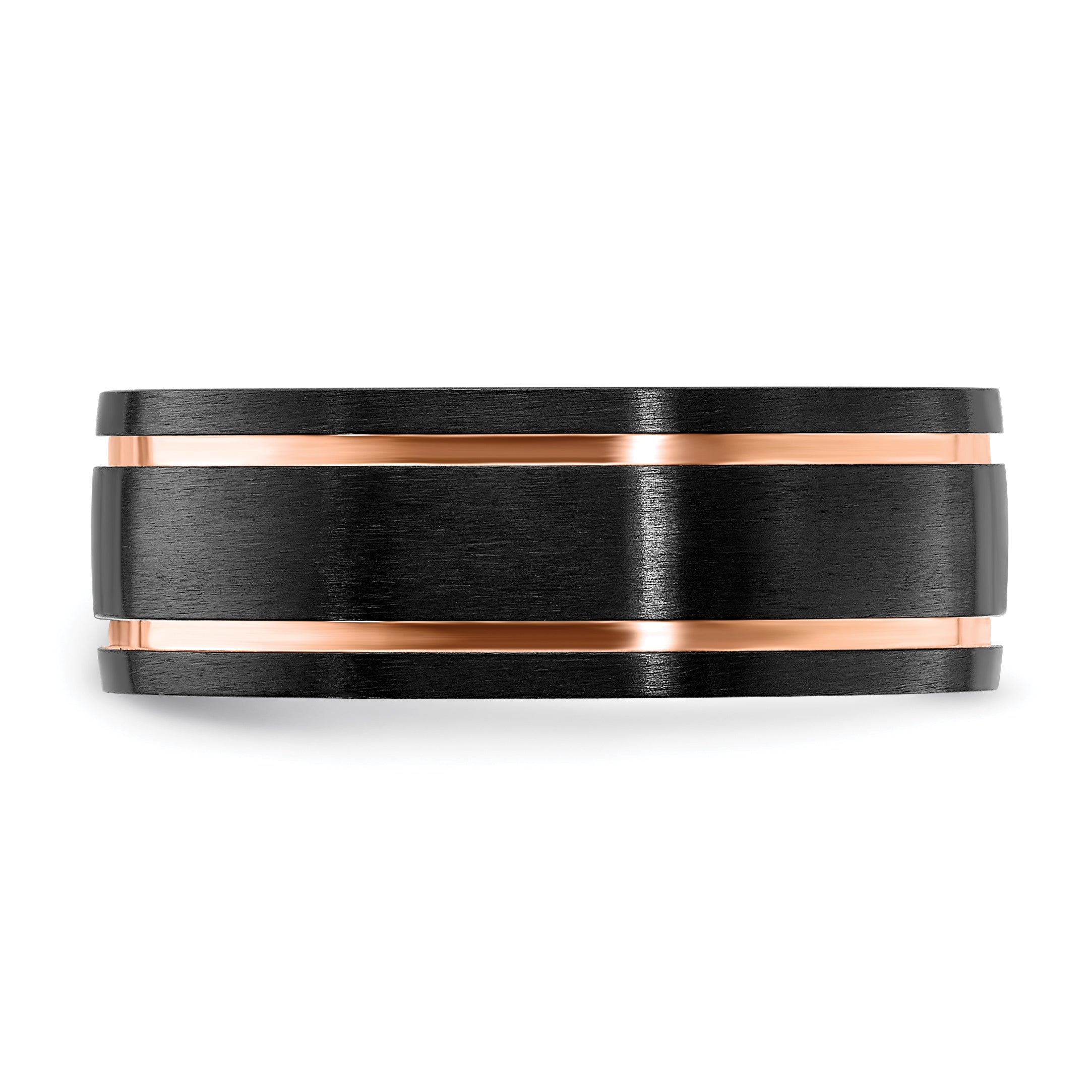 Black Zirconium Brushed and Polished Rose IP-plated 8mm Band