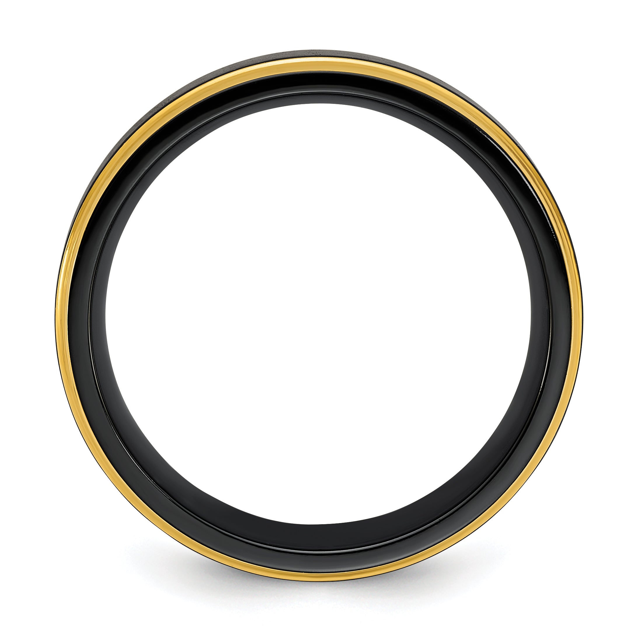 Black Zirconium Polished Yellow IP-plated WithBrushed Black Center 8mm Band