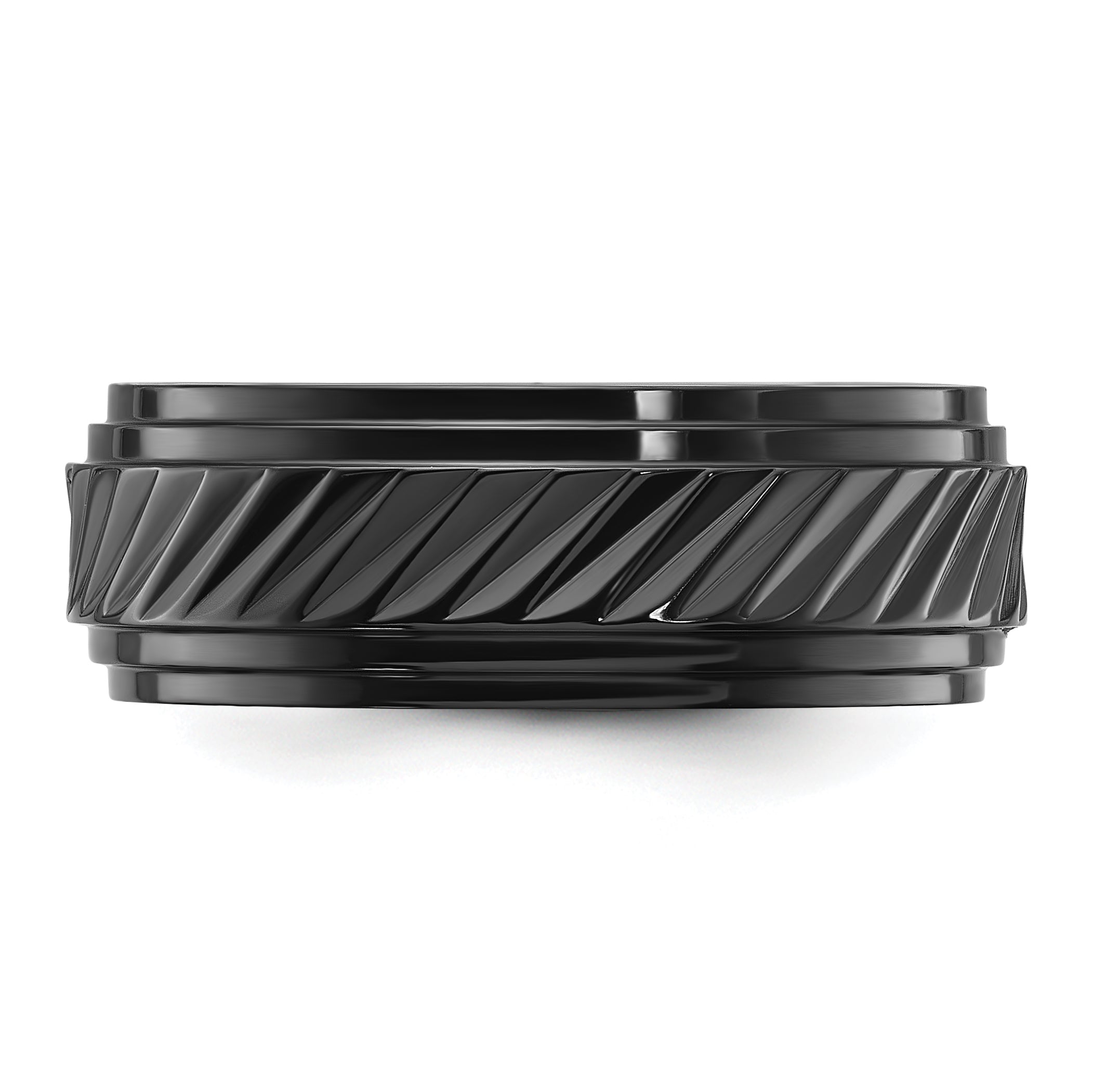 Black Zirconium Polished Grooved 8mm Band