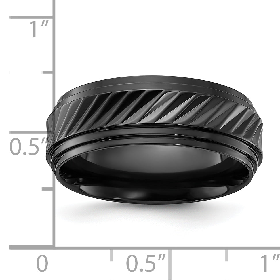 Black Zirconium Polished Grooved 8mm Band