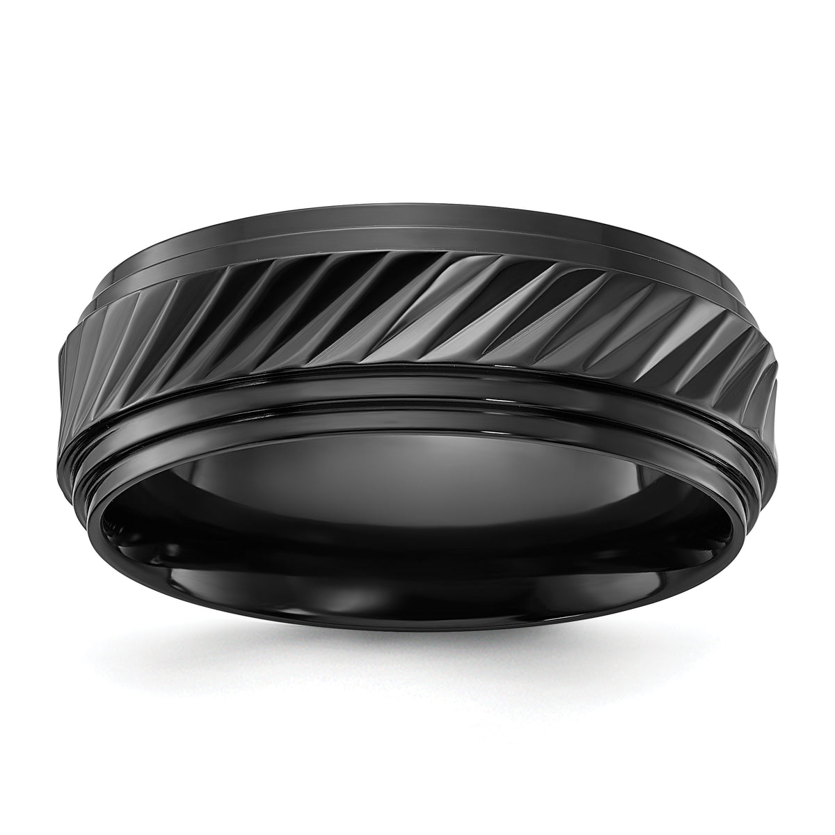 Black Zirconium Polished Grooved 8mm Band