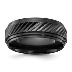 Black Zirconium Polished Grooved 8mm Band