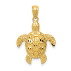 14k Diamond-cut Polished Sea Turtle Pendant
