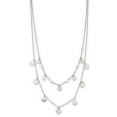 Sterling Silver Rh-plated MOP 2-strand w/ 1.5in ext. Choker