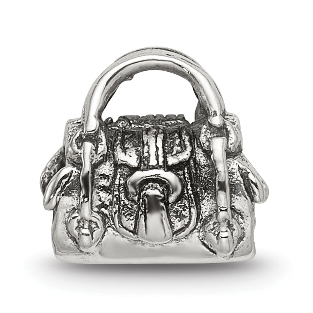 Sterling Silver 925 Kids Handbag Bead with Antiqued Finish