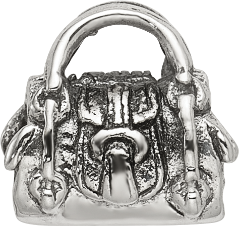 Sterling Silver 925 Kids Handbag Bead with Antiqued Finish