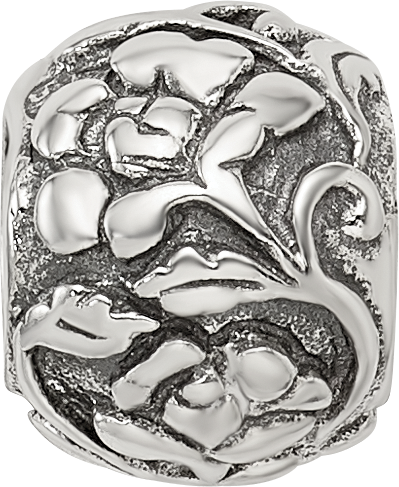 Sterling Silver 925 Floral Bead with Antiqued Finish Solid Craftsmanship