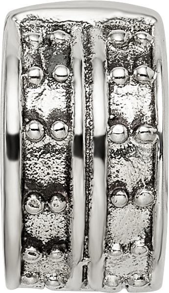 Sterling Silver 925 Antiqued Hinged Clip Bead with Dotted Design