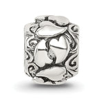 Sterling Silver 925 Hearts Bead with Antiqued Finish Solid Cast Design
