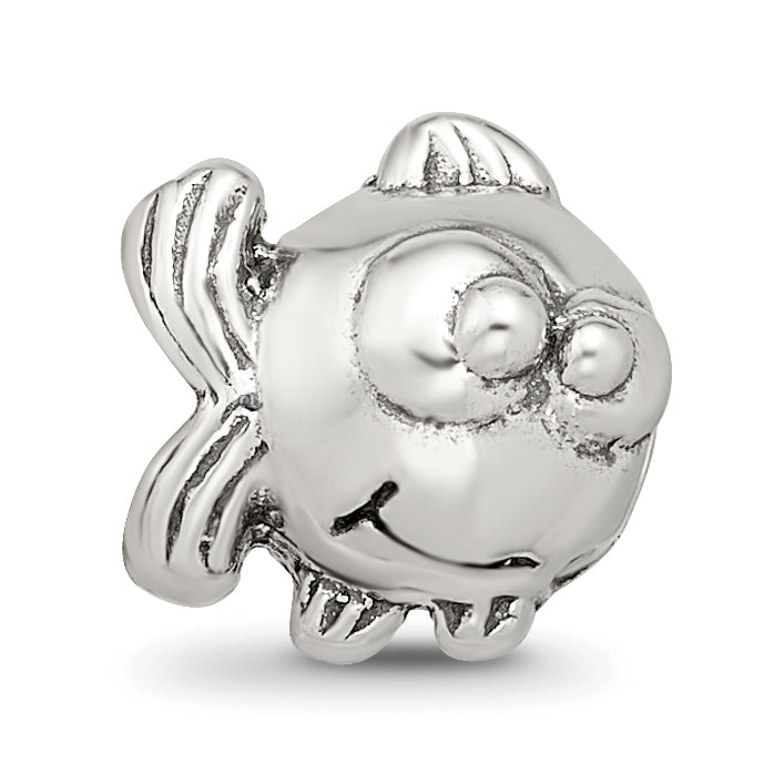 Sterling Silver 925 Kids Fish Bead with Antiqued Finish Durable Solid Design