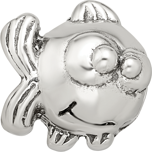Sterling Silver 925 Kids Fish Bead with Antiqued Finish Durable Solid Design