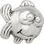 Sterling Silver 925 Kids Fish Bead with Antiqued Finish Durable Solid Design