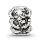 Sterling Silver 925 Kids Elephant Bead with Antiqued Finish Solid Design