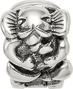 Sterling Silver 925 Kids Elephant Bead with Antiqued Finish Solid Design