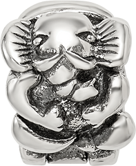 Sterling Silver 925 Kids Elephant Bead with Antiqued Finish Solid Design