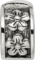 Sterling Silver 925 Floral Hinged Clip Bead with Antiqued Finish Elegant Design