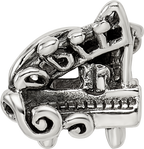 Sterling Silver 925 Baby Grand Piano Bead with Antiqued Finish Elegant Solid
