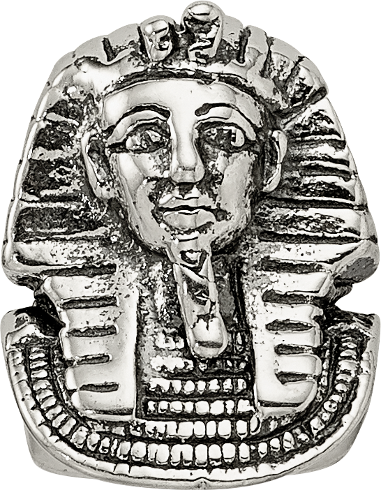 Sterling Silver 925 Pharaoh Bead with Antiqued Finish Solid Themed Design