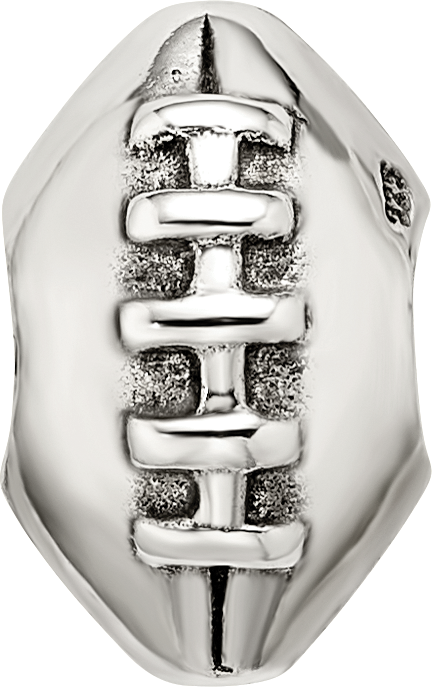 Sterling Silver 925 Football Bead with Antiqued Finish Solid Themed Design