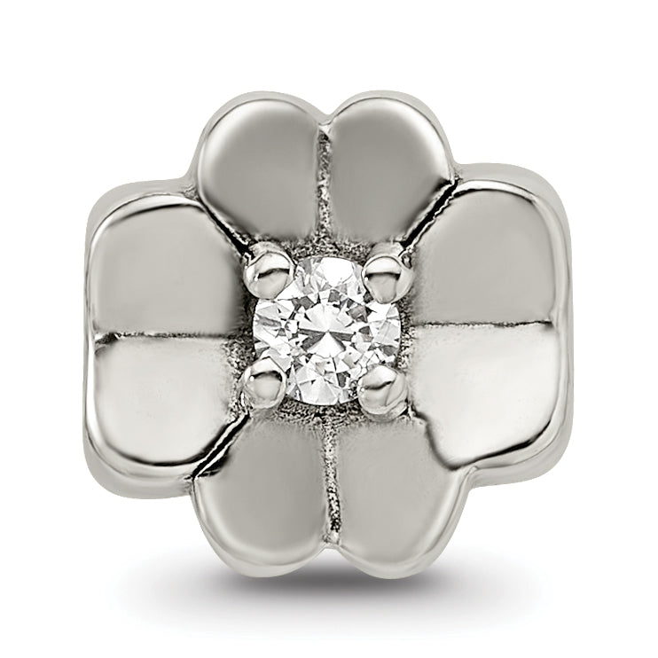 Sterling Silver 925 CZ Clover Bead with Antiqued Finish Elegant Design