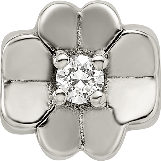 Sterling Silver 925 CZ Clover Bead with Antiqued Finish Elegant Design