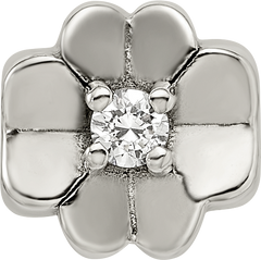 Sterling Silver 925 CZ Clover Bead with Antiqued Finish Elegant Design