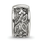 Sterling Silver 925 Floral Clip Bead with Antiqued Finish Solid Gripper Design