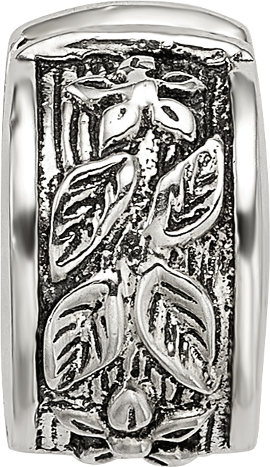 Sterling Silver 925 Floral Clip Bead with Antiqued Finish Solid Gripper Design