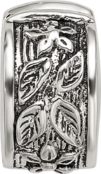 Sterling Silver 925 Floral Clip Bead with Antiqued Finish Solid Gripper Design