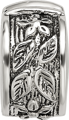 Sterling Silver 925 Floral Clip Bead with Antiqued Finish Solid Gripper Design